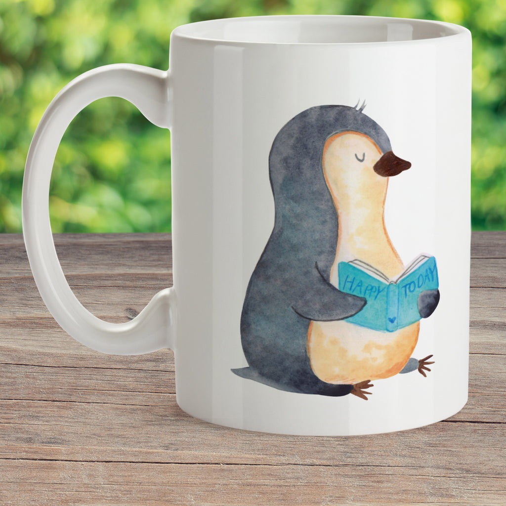 Kindertasse Pinguin Buch Kunststoff Tasse, Kindergarten, Tasse, Trinkbecher, Camping Becher, Kaffeetasse, Kunststoffbecher, Kindergartenbecher, Outdoorgeschirr, Kunststoffgeschirr, Reisebecher, Reisetasse, Kinderbecher, Pinguin, Pinguine, Buch, Lesen, Bücherwurm, Nichtstun, Faulenzen, Ferien, Urlaub, Freizeit