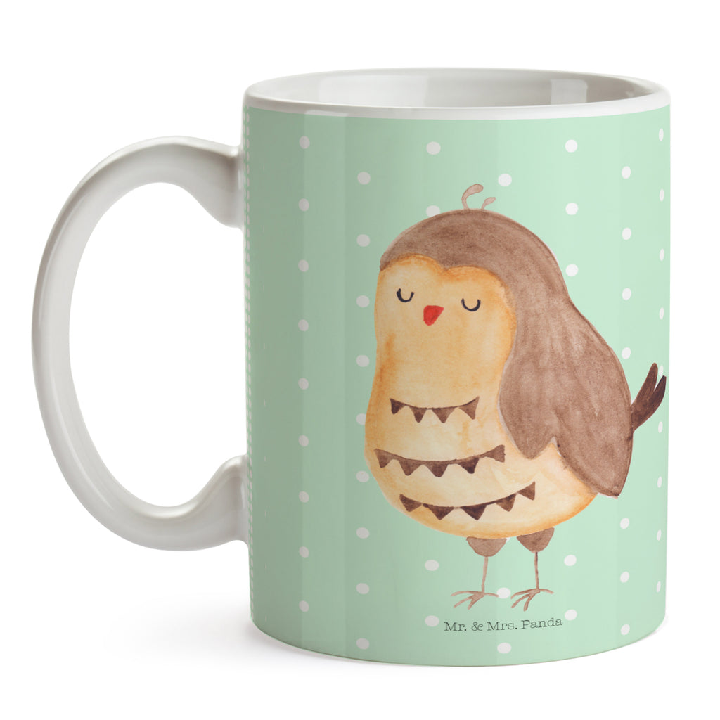 Tasse Eule Zufrieden Eule Spruch, Eule deko, Owl, Liebe Spruch, Romantisch, Wortspiel lustig, Spruch schön, Geschenk Hochzeitstag Becher, Kaffeetasse, Kaffeebecher, Tee, Frühstück, Büro  Eule