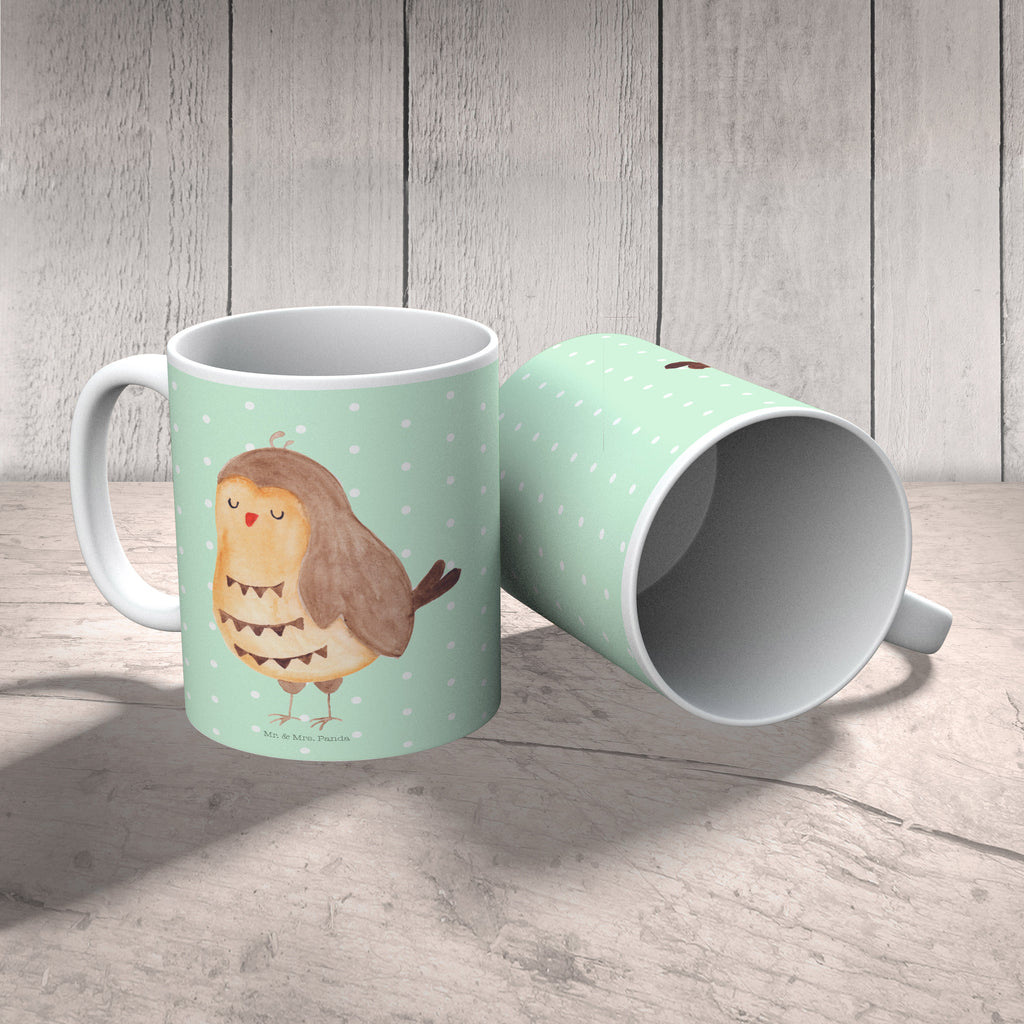 Tasse Eule Zufrieden Eule Spruch, Eule deko, Owl, Liebe Spruch, Romantisch, Wortspiel lustig, Spruch schön, Geschenk Hochzeitstag Becher, Kaffeetasse, Kaffeebecher, Tee, Frühstück, Büro  Eule