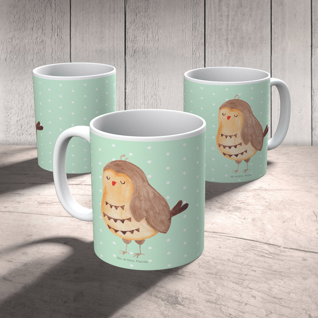 Tasse Eule Zufrieden Eule Spruch, Eule deko, Owl, Liebe Spruch, Romantisch, Wortspiel lustig, Spruch schön, Geschenk Hochzeitstag Becher, Kaffeetasse, Kaffeebecher, Tee, Frühstück, Büro  Eule
