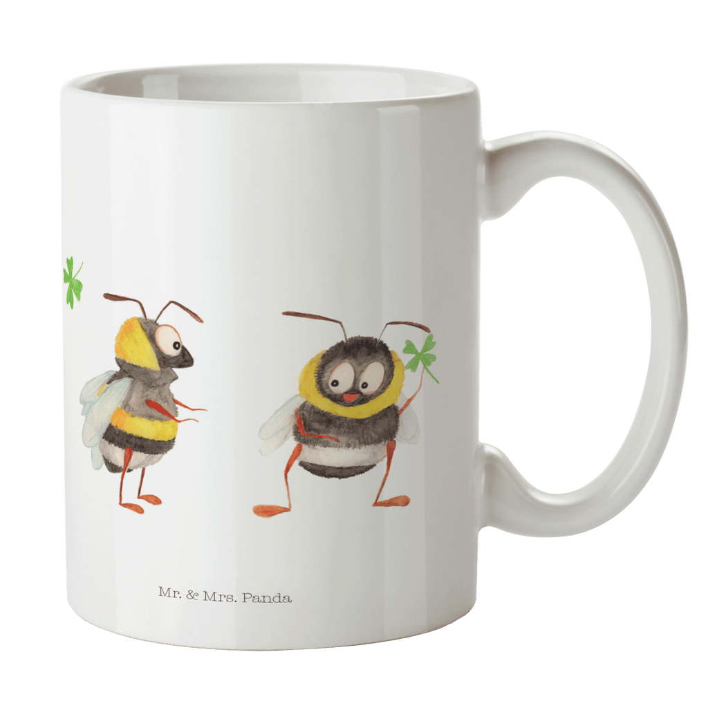 Tasse Hummeln mit Kleeblatt Hummel, Biene, Spruch positiv, Biene Deko, Spruch schön, glücklich sein, glücklich werden, Spruch fröhlich Becher, Kaffeetasse, Kaffeebecher, Tee, Frühstück, Büro  süße Tiermotive, gute Laune, lustige Sprüche, Tiere