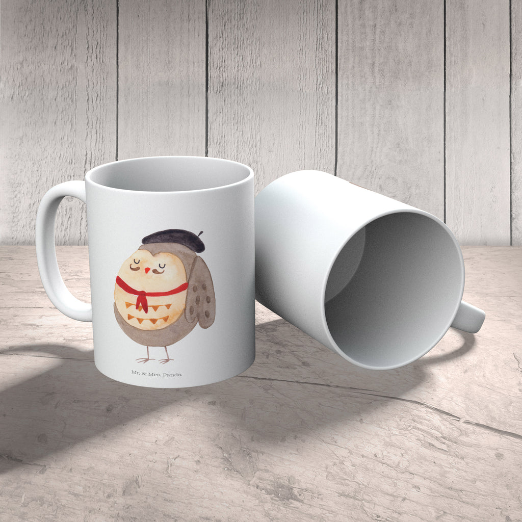 Tasse Eule Französisch Eule, Eulen, Eule Deko, Owl, hibou, La vie est belle, das Leben ist schön, Spruch schön, Spruch Französisch, Frankreich Becher, Kaffeetasse, Kaffeebecher, Tee, Frühstück, Büro  Eule