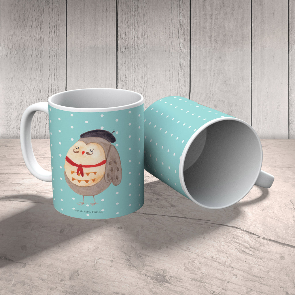 Tasse Eule Französisch Eule, Eulen, Eule Deko, Owl, hibou, La vie est belle, das Leben ist schön, Spruch schön, Spruch Französisch, Frankreich Becher, Kaffeetasse, Kaffeebecher, Tee, Frühstück, Büro  Eule