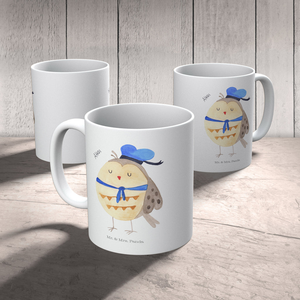 Tasse Eule Matrosen Eule Spruch, Eule Deko, Owl, Wortspiel lustig, Matrose, Freundin, Ehe, Seefahrer, Heimathafen, Hochzeitstag Geschenk   Becher, Kaffeetasse, Kaffeebecher, Tee, Frühstück, Büro  Eule