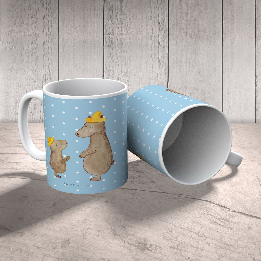 Tasse Bären mit Hut Bär, Bären, Vater, Papa, Vatertag, Papi, Paps, Dad, Daddy, Lieblingsmensch, Sohn, Söhne, Kind, Kinder, Vater-Sohn, Familie, Family, Vorbild Becher, Kaffeetasse, Kaffeebecher, Tee, Frühstück, Büro  Familie, Vatertag, Muttertag, Bruder, Schwester, Mama, Papa, Oma, Opa