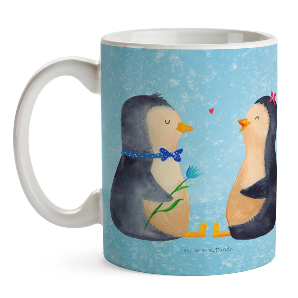 Tasse Pinguin Pärchen Pinguin, Pinguine, Liebe, Liebespaar, Liebesbeweis, Liebesgeschenk, Verlobung, Jahrestag, Hochzeitstag, Hochzeit, Hochzeitsgeschenk, große Liebe, Traumpaar Becher, Kaffeetasse, Kaffeebecher, Tee, Frühstück, Büro  Pinguin