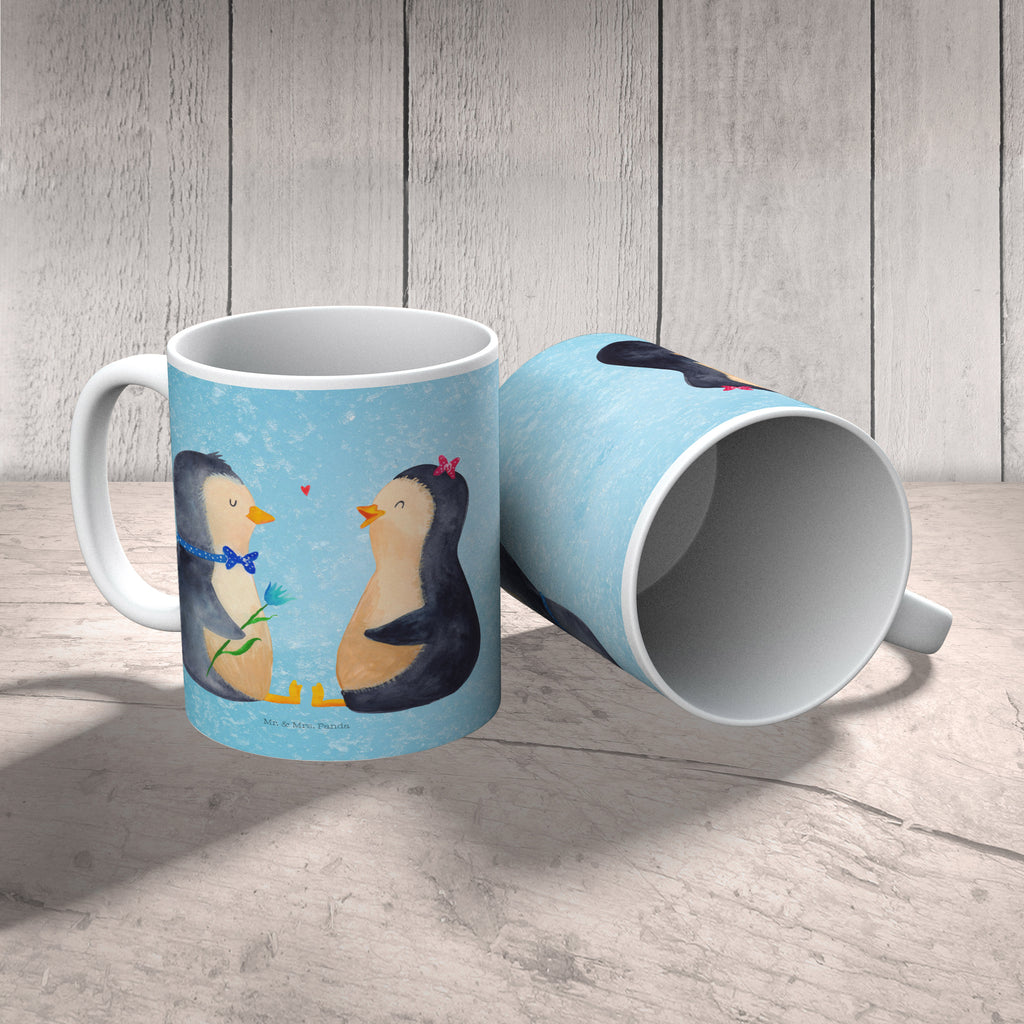 Tasse Pinguin Pärchen Pinguin, Pinguine, Liebe, Liebespaar, Liebesbeweis, Liebesgeschenk, Verlobung, Jahrestag, Hochzeitstag, Hochzeit, Hochzeitsgeschenk, große Liebe, Traumpaar Becher, Kaffeetasse, Kaffeebecher, Tee, Frühstück, Büro  Pinguin