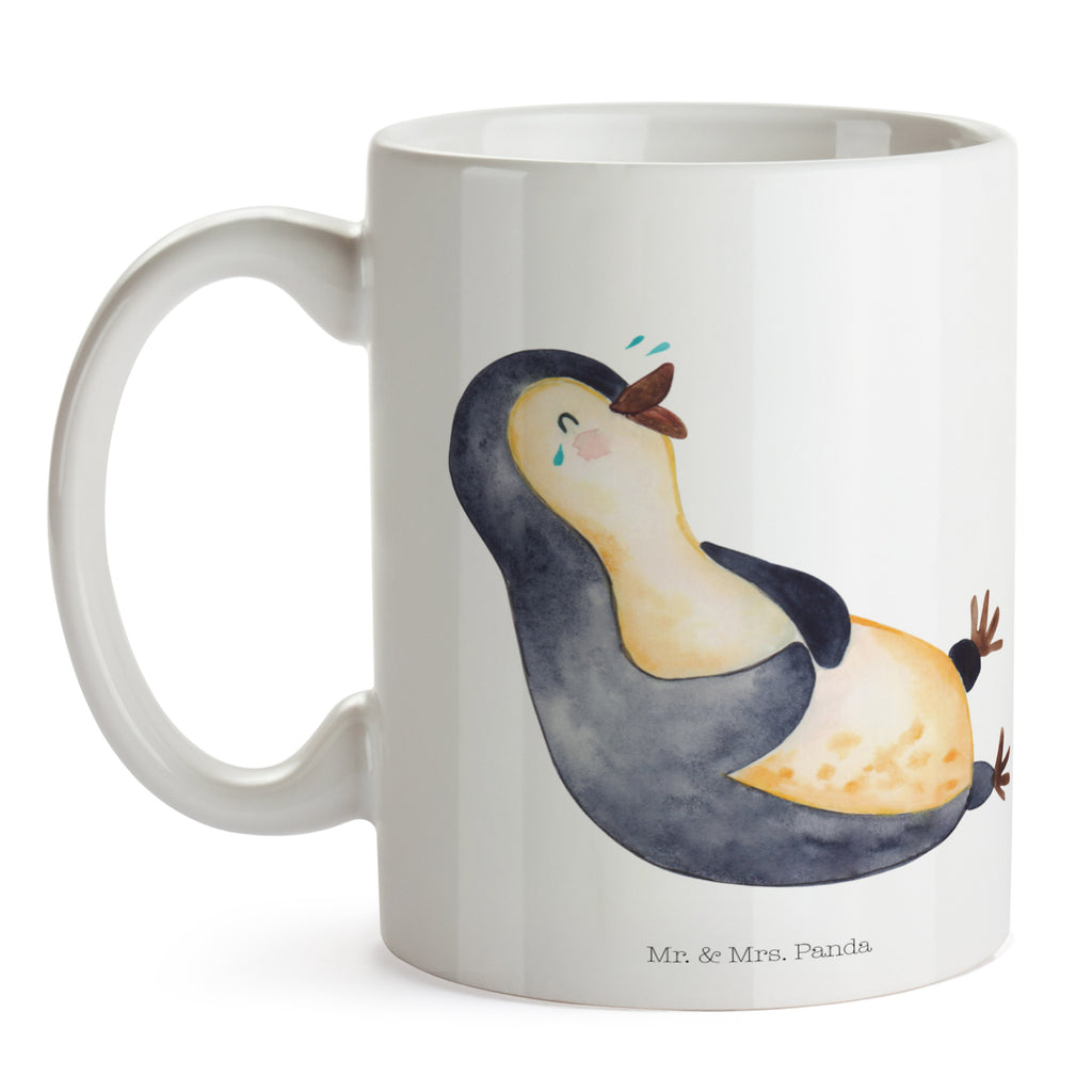 Tasse Pinguin lachend Pinguin, Pinguine, lustiger Spruch, Optimismus, Fröhlich, Lachen, Humor, Fröhlichkeit Becher, Kaffeetasse, Kaffeebecher, Tee, Frühstück, Büro  Pinguin