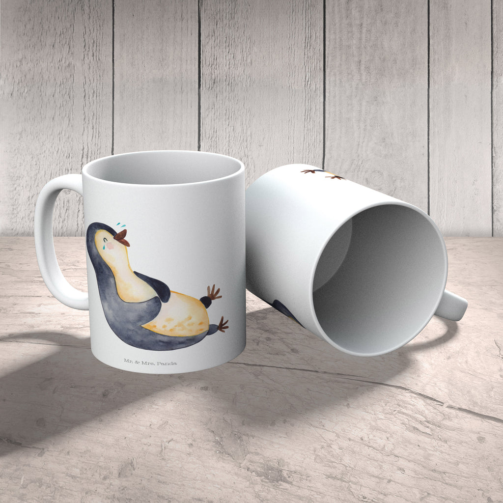 Tasse Pinguin lachend Pinguin, Pinguine, lustiger Spruch, Optimismus, Fröhlich, Lachen, Humor, Fröhlichkeit Becher, Kaffeetasse, Kaffeebecher, Tee, Frühstück, Büro  Pinguin
