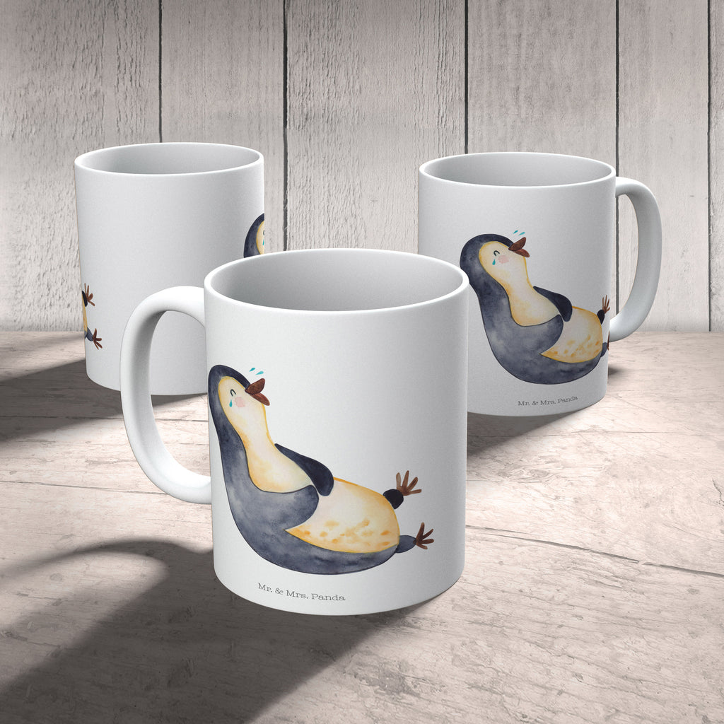 Tasse Pinguin lachend Pinguin, Pinguine, lustiger Spruch, Optimismus, Fröhlich, Lachen, Humor, Fröhlichkeit Becher, Kaffeetasse, Kaffeebecher, Tee, Frühstück, Büro  Pinguin