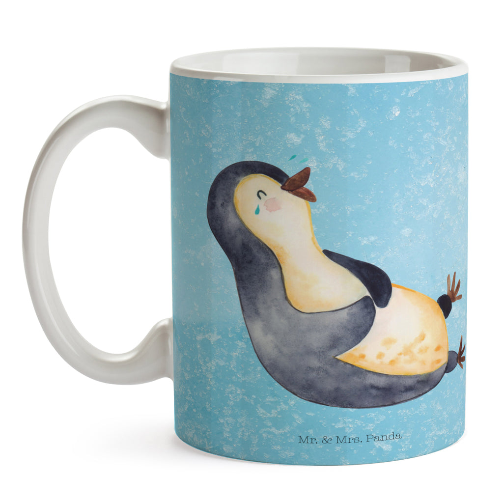 Tasse Pinguin lachend Pinguin, Pinguine, lustiger Spruch, Optimismus, Fröhlich, Lachen, Humor, Fröhlichkeit Becher, Kaffeetasse, Kaffeebecher, Tee, Frühstück, Büro  Pinguin