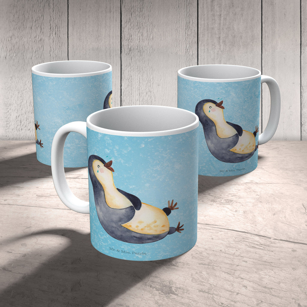 Tasse Pinguin lachend Pinguin, Pinguine, lustiger Spruch, Optimismus, Fröhlich, Lachen, Humor, Fröhlichkeit Becher, Kaffeetasse, Kaffeebecher, Tee, Frühstück, Büro  Pinguin