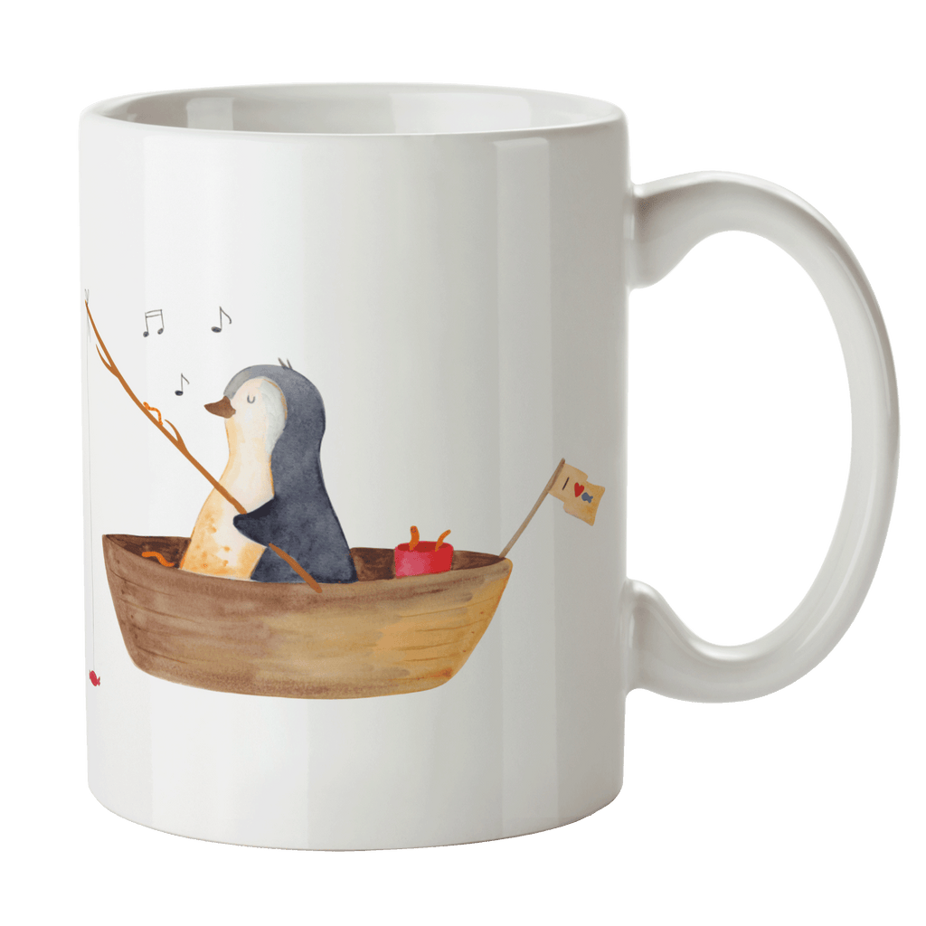 Tasse Pinguin Angelboot Pinguin, Pinguine, Angeln, Boot, Angelboot, Lebenslust, Leben, genießen, Motivation, Neustart, Neuanfang, Trennung, Scheidung, Geschenkidee Liebeskummer,	 Becher, Kaffeetasse, Kaffeebecher, Tee, Frühstück, Büro  Pinguin