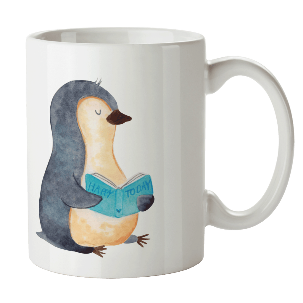 Tasse Pinguin Buch Pinguin, Pinguine, Buch, Lesen, Bücherwurm, Nichtstun, Faulenzen, Ferien, Urlaub, Freizeit,	 Becher, Kaffeetasse, Kaffeebecher, Tee, Frühstück, Büro  Pinguin