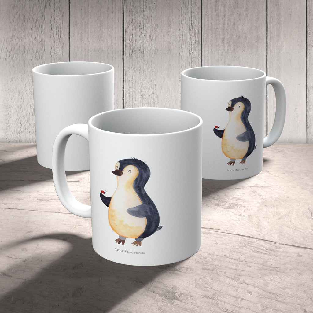 Tasse Pinguin Marienkäfer Pinguin, Pinguine, Marienkäfer, Liebe, Wunder, Glück, Freude, Lebensfreude Becher, Kaffeetasse, Kaffeebecher, Tee, Frühstück, Büro  Pinguin