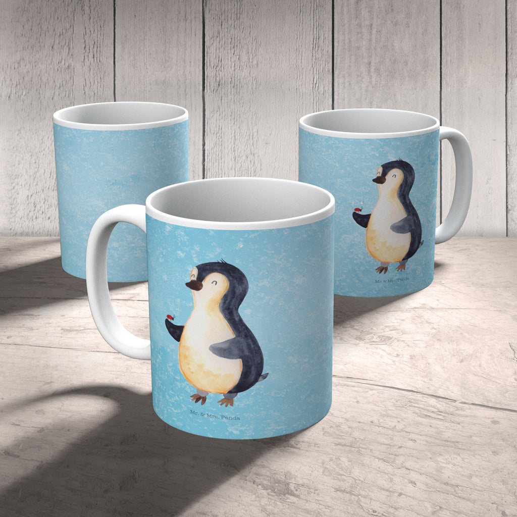 Tasse Pinguin Marienkäfer Pinguin, Pinguine, Marienkäfer, Liebe, Wunder, Glück, Freude, Lebensfreude Becher, Kaffeetasse, Kaffeebecher, Tee, Frühstück, Büro  Pinguin