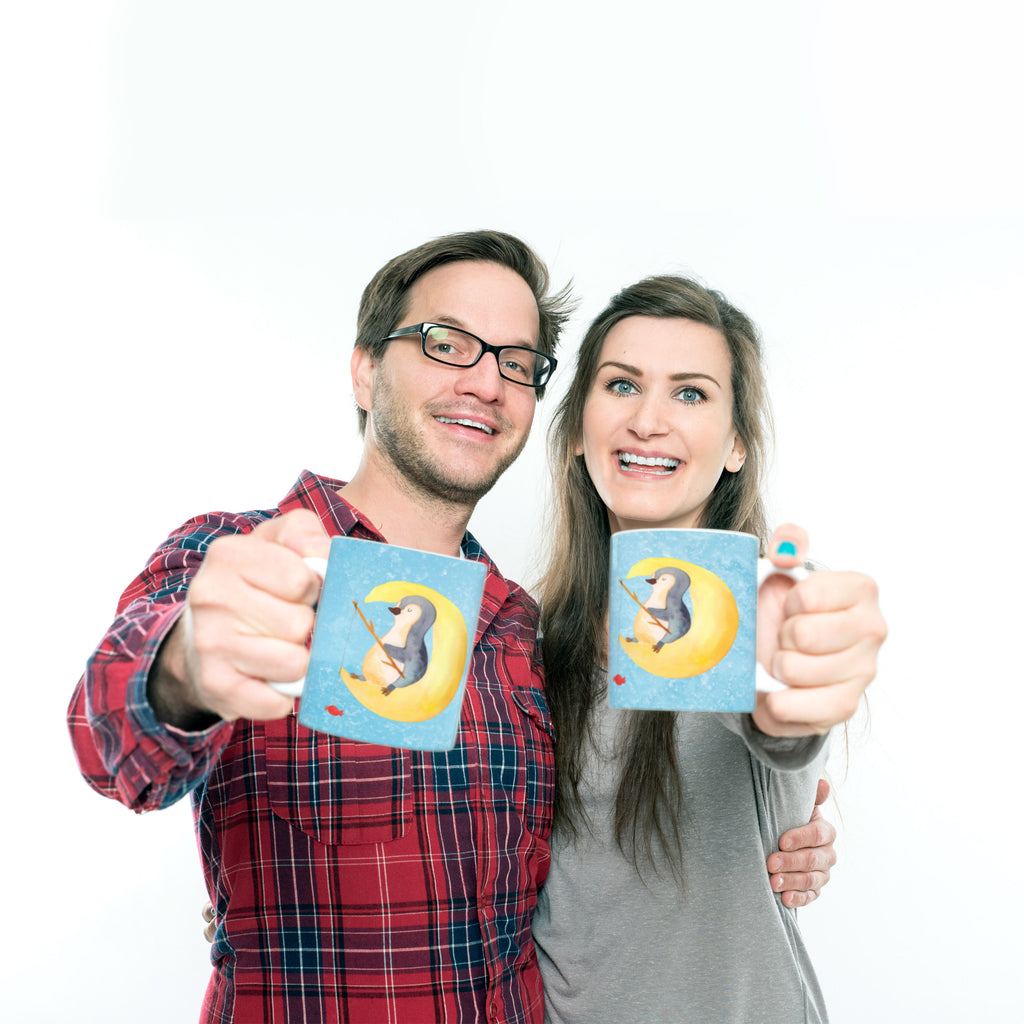 Tasse Pinguin Mond Pinguin, Pinguine, Spruch, schlafen, Nachtruhe, Einschlafen, Schlafzimmer, Schlafstörungen, Gästezimmer,	 Becher, Kaffeetasse, Kaffeebecher, Tee, Frühstück, Büro  Pinguin