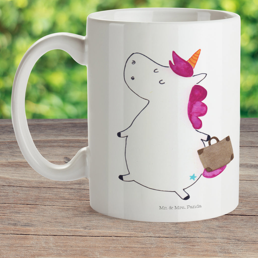 Kindertasse Einhorn Koffer Kunststoff Tasse, Kindergarten, Tasse, Trinkbecher, Camping Becher, Kaffeetasse, Kunststoffbecher, Kindergartenbecher, Outdoorgeschirr, Kunststoffgeschirr, Reisebecher, Reisetasse, Kinderbecher, Einhorn, Einhörner, Einhorn Deko, Pegasus, Unicorn, unicorn, Koffer, Verreisen, Reise, Gepäck, Abenteuer, Erwachsen, Kind, albern, Spaß, lustig, witzig