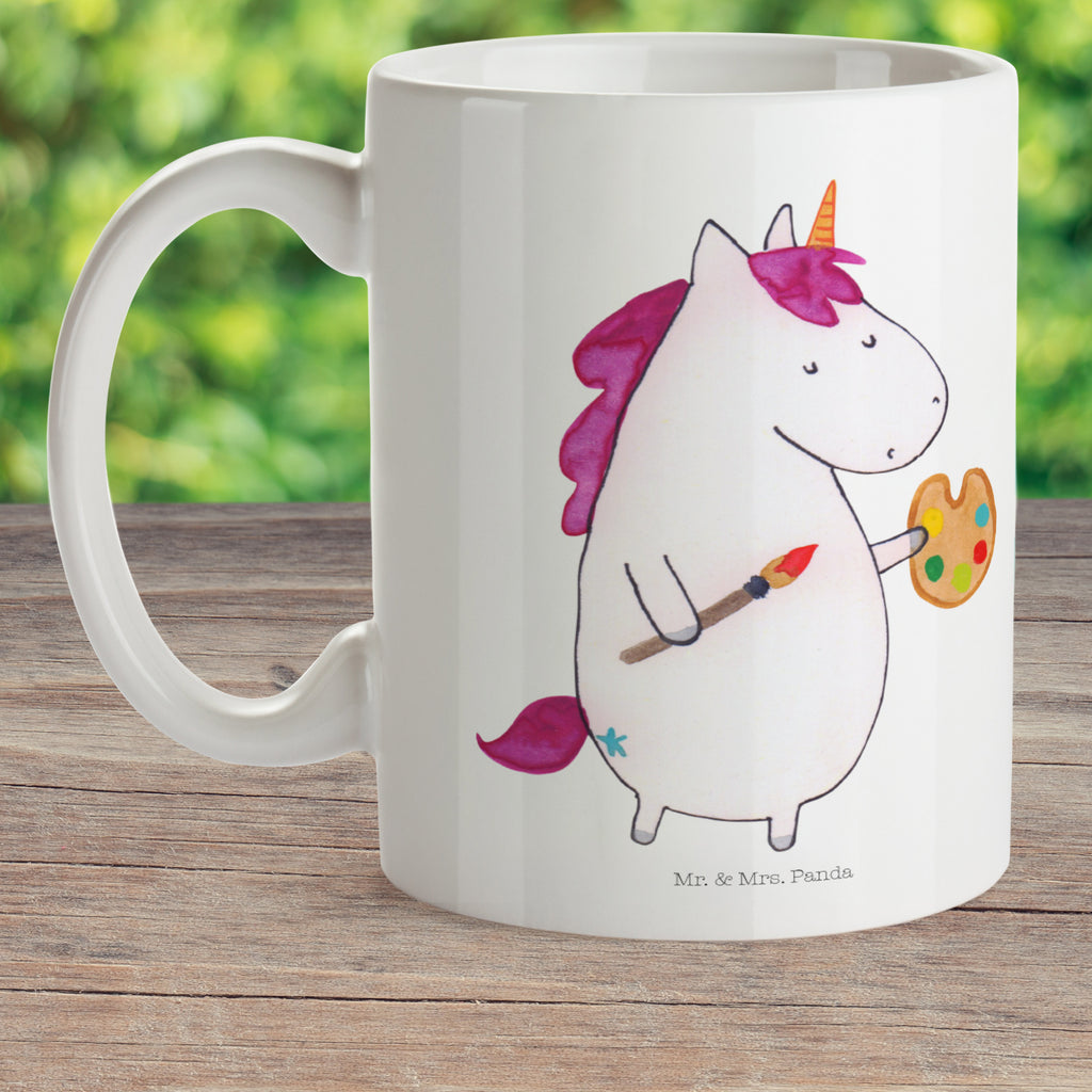 Kindertasse Einhorn Künstler Kunststoff Tasse, Kindergarten, Tasse, Trinkbecher, Camping Becher, Kaffeetasse, Kunststoffbecher, Kindergartenbecher, Outdoorgeschirr, Kunststoffgeschirr, Reisebecher, Reisetasse, Kinderbecher, Einhorn, Einhörner, Einhorn Deko, Pegasus, Unicorn, Englisch, Künstler, Artist, Malen, Zeichnen, Welt, Farbe, Stift, Pinsel, Geschenk, Maler
