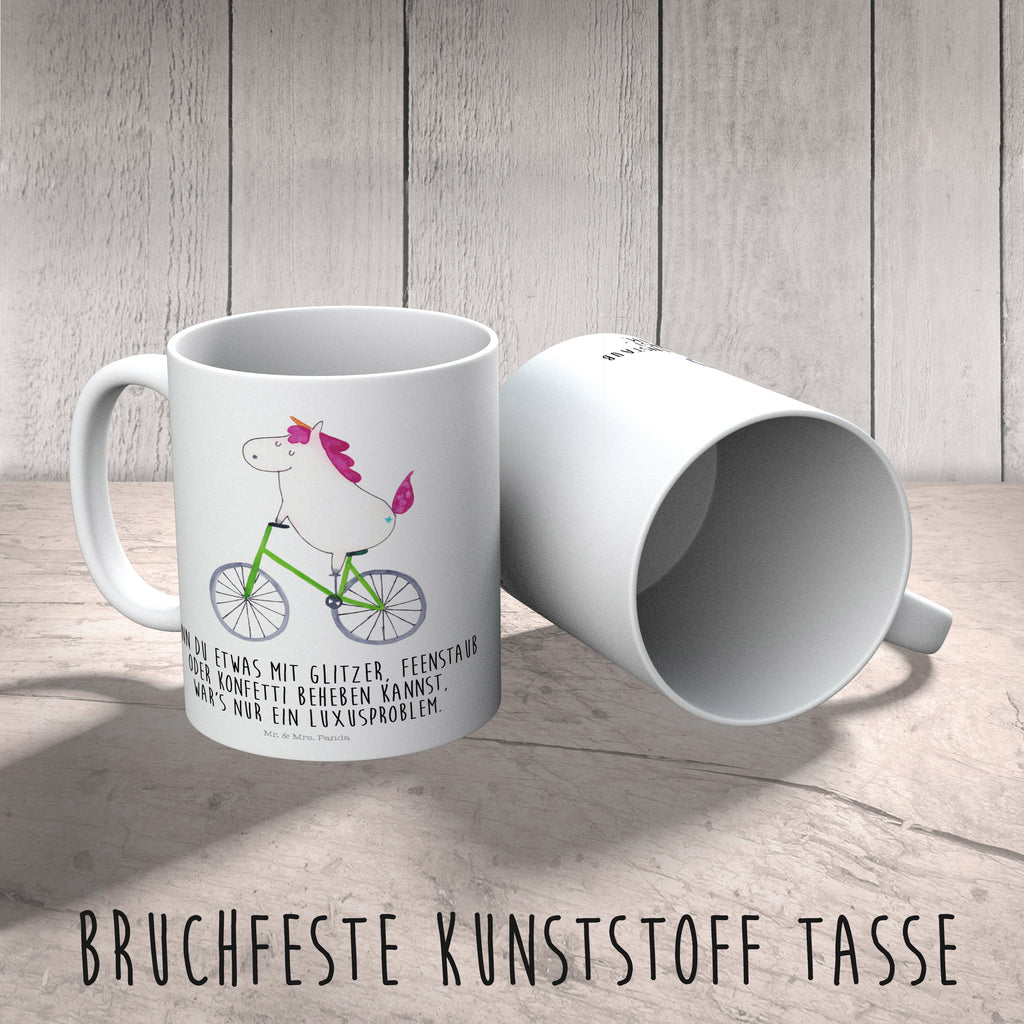 Kindertasse Einhorn Radfahrer Kunststoff Tasse, Kindergarten, Tasse, Trinkbecher, Camping Becher, Kaffeetasse, Kunststoffbecher, Kindergartenbecher, Outdoorgeschirr, Kunststoffgeschirr, Reisebecher, Reisetasse, Kinderbecher, Einhorn, Einhörner, Einhorn Deko, Pegasus, Unicorn, Radfahren, Radfahrer, Rad, Bike, Feenstaub, Konfetti, Luxusproblem, Kummer, Liebeskummer