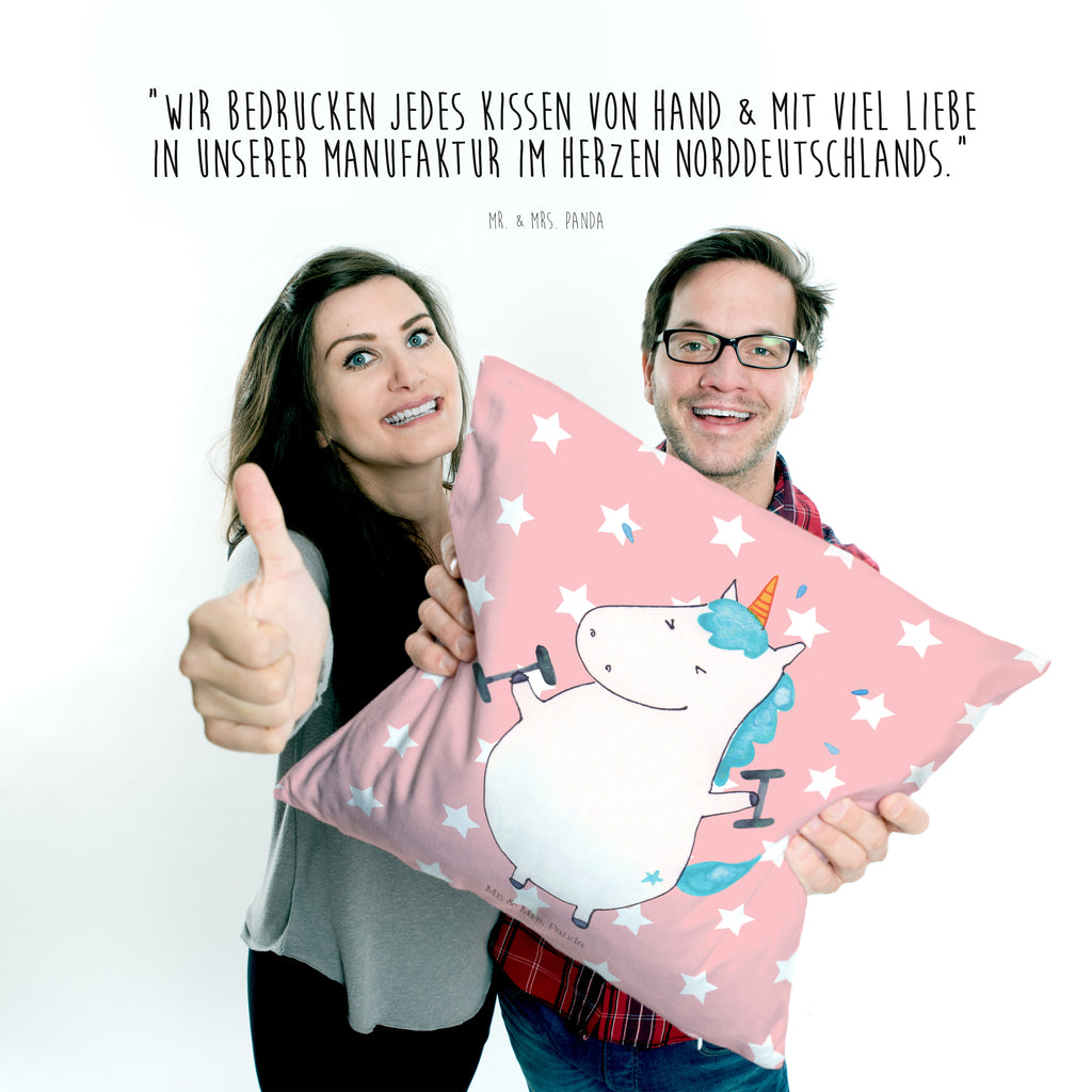 40x40 Kissen Einhorn Fitness Kissenhülle, Kopfkissen, Sofakissen, Dekokissen, Motivkissen, Einhorn, Einhörner, Einhorn Deko, Pegasus, Unicorn, Gym, Fitness, Fitnessstudio, Diät, Abnehmen, Sport, Pumpen, Geräte, Sixpack