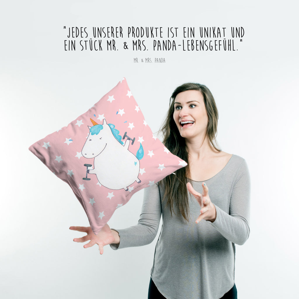 40x40 Kissen Einhorn Fitness Kissenhülle, Kopfkissen, Sofakissen, Dekokissen, Motivkissen, Einhorn, Einhörner, Einhorn Deko, Pegasus, Unicorn, Gym, Fitness, Fitnessstudio, Diät, Abnehmen, Sport, Pumpen, Geräte, Sixpack