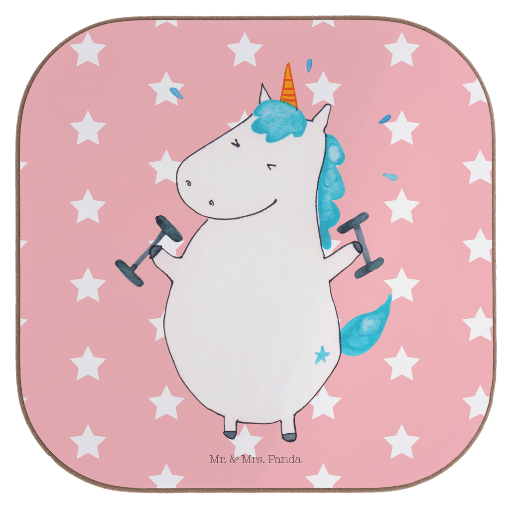 Quadratische Untersetzer Einhorn Fitness Bierdeckel, Glasuntersetzer, Untersetzer Gläser, Getränkeuntersetzer, Einhorn, Einhörner, Einhorn Deko, Pegasus, Unicorn, Gym, Fitness, Fitnessstudio, Diät, Abnehmen, Sport, Pumpen, Geräte, Sixpack