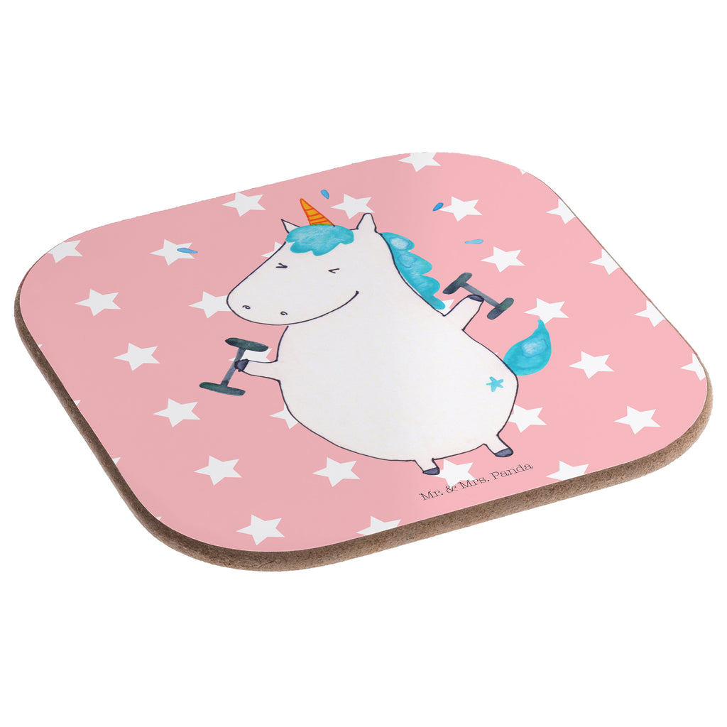 Quadratische Untersetzer Einhorn Fitness Bierdeckel, Glasuntersetzer, Untersetzer Gläser, Getränkeuntersetzer, Einhorn, Einhörner, Einhorn Deko, Pegasus, Unicorn, Gym, Fitness, Fitnessstudio, Diät, Abnehmen, Sport, Pumpen, Geräte, Sixpack