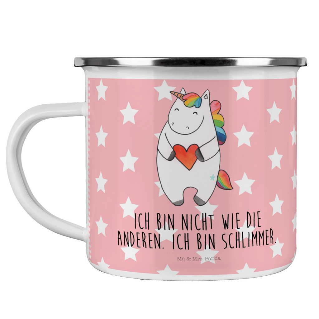 Camping Emaille Tasse Einhorn Herz Campingtasse, Trinkbecher, Metalltasse, Outdoor Tasse, Emaille Trinkbecher, Blechtasse Outdoor, Emaille Campingbecher, Edelstahl Trinkbecher, Metalltasse für Camping, Kaffee Blechtasse, Camping Tasse Metall, Einhorn, Einhörner, Einhorn Deko, Pegasus, Unicorn, Herz, schlimm, böse, witzig, lustig, Freundin, anders, bunt
