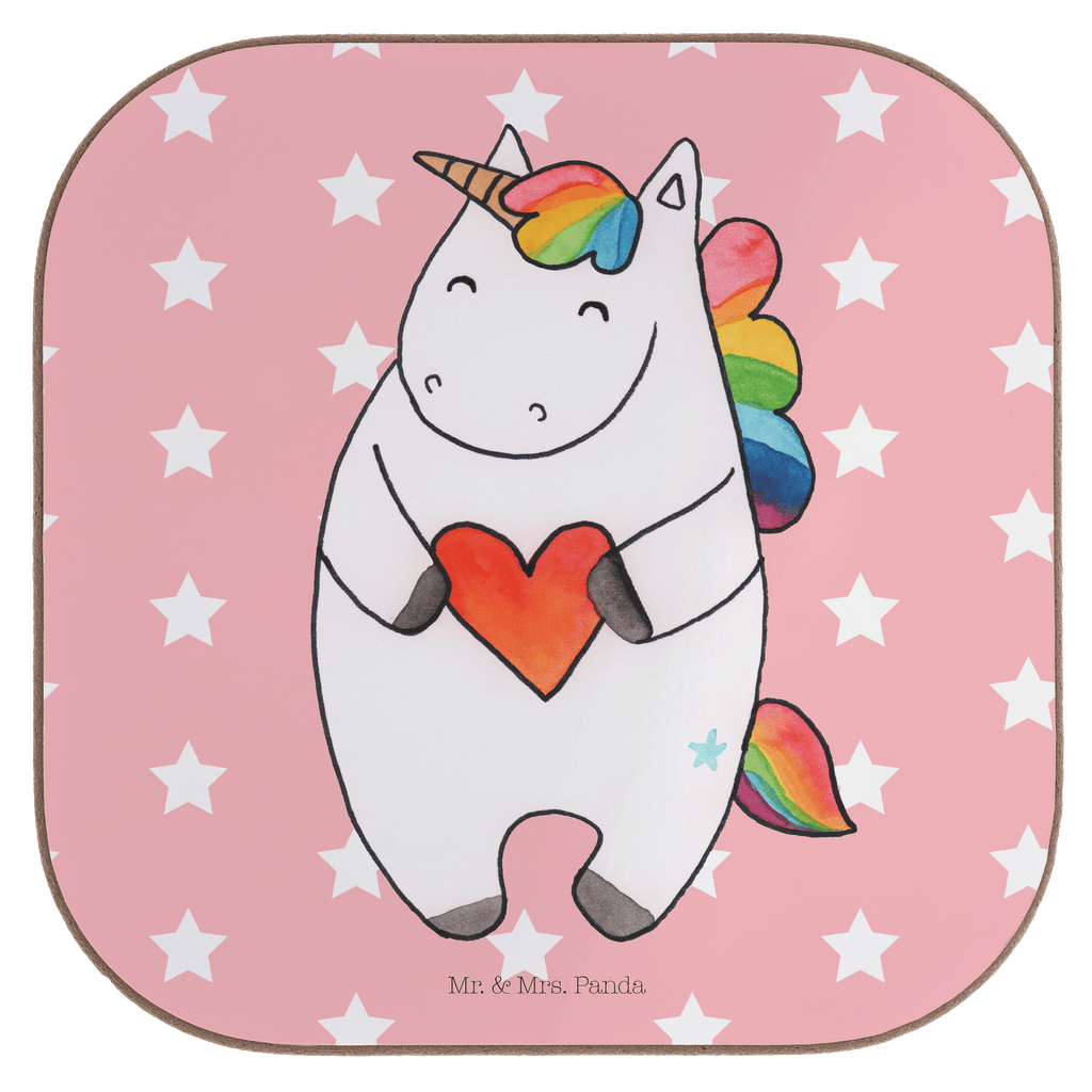 Quadratische Untersetzer Einhorn Herz Bierdeckel, Glasuntersetzer, Untersetzer Gläser, Getränkeuntersetzer, Einhorn, Einhörner, Einhorn Deko, Pegasus, Unicorn, Herz, schlimm, böse, witzig, lustig, Freundin, anders, bunt