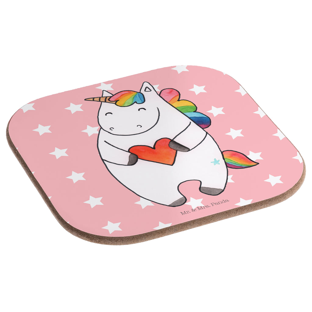 Quadratische Untersetzer Einhorn Herz Bierdeckel, Glasuntersetzer, Untersetzer Gläser, Getränkeuntersetzer, Einhorn, Einhörner, Einhorn Deko, Pegasus, Unicorn, Herz, schlimm, böse, witzig, lustig, Freundin, anders, bunt