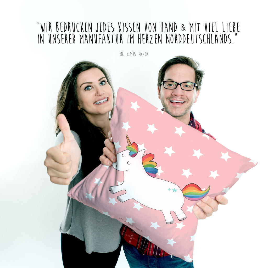 40x40 Kissen Einhorn Happy Kissenhülle, Kopfkissen, Sofakissen, Dekokissen, Motivkissen, Einhorn, Einhörner, Einhorn Deko, Pegasus, Unicorn, glücklich, fröhlich, Spaß, Freude, Lebensfreude, witzig, spannend, Lächeln, Lachen