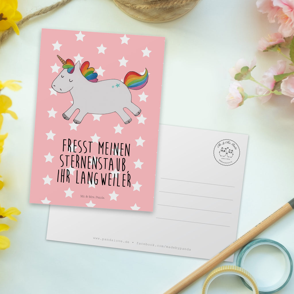 Postkarte Einhorn Happy Geschenkkarte, Grußkarte, Karte, Einladung, Ansichtskarte, Geburtstagskarte, Einladungskarte, Einhorn, Einhörner, Einhorn Deko, Pegasus, Unicorn, glücklich, fröhlich, Spaß, Freude, Lebensfreude, witzig, spannend, Lächeln, Lachen