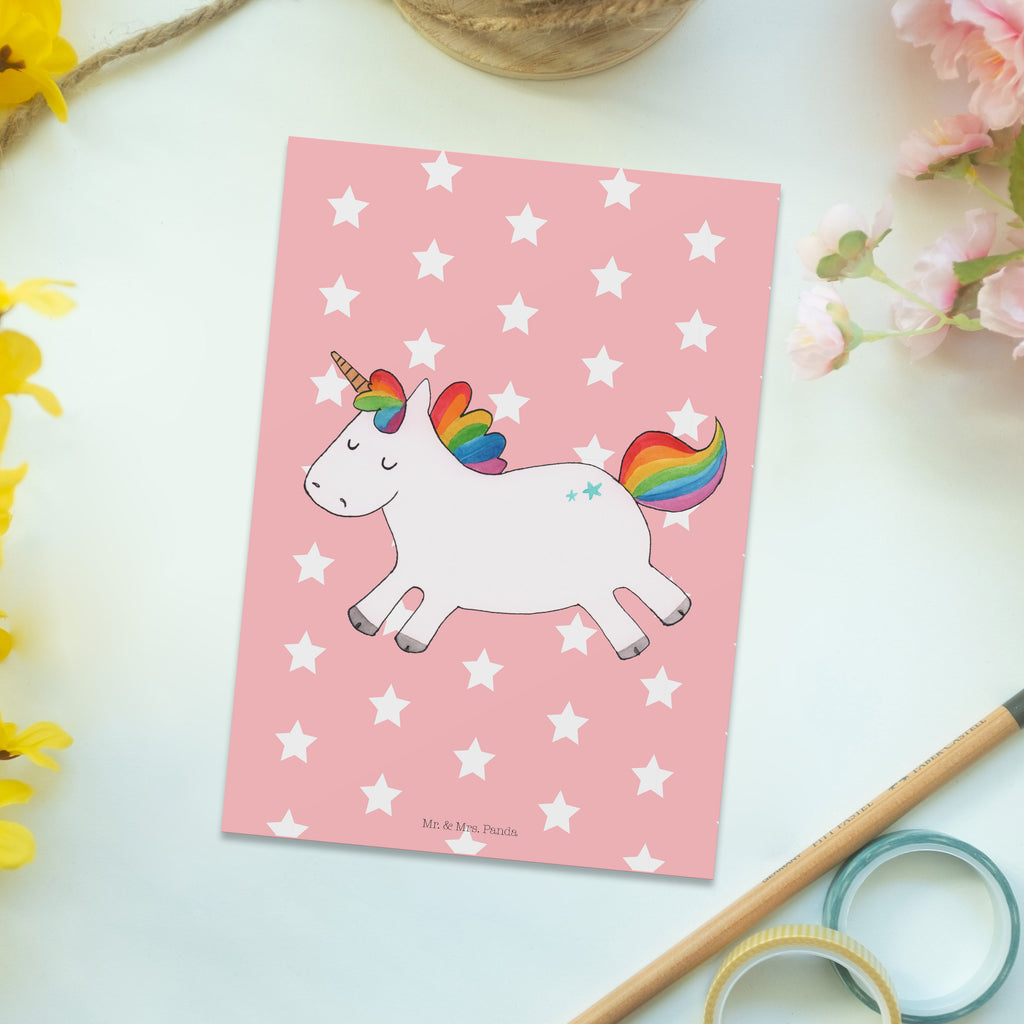 Postkarte Einhorn Happy Geschenkkarte, Grußkarte, Karte, Einladung, Ansichtskarte, Geburtstagskarte, Einladungskarte, Einhorn, Einhörner, Einhorn Deko, Pegasus, Unicorn, glücklich, fröhlich, Spaß, Freude, Lebensfreude, witzig, spannend, Lächeln, Lachen