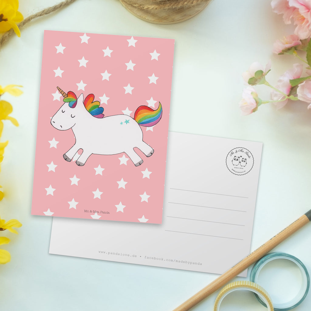 Postkarte Einhorn Happy Geschenkkarte, Grußkarte, Karte, Einladung, Ansichtskarte, Geburtstagskarte, Einladungskarte, Einhorn, Einhörner, Einhorn Deko, Pegasus, Unicorn, glücklich, fröhlich, Spaß, Freude, Lebensfreude, witzig, spannend, Lächeln, Lachen