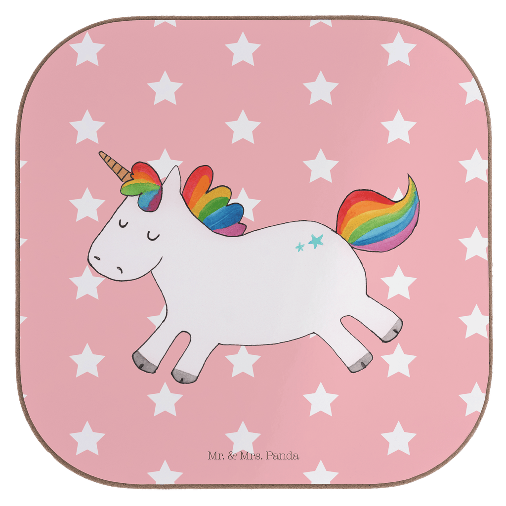Quadratische Untersetzer Einhorn Happy Bierdeckel, Glasuntersetzer, Untersetzer Gläser, Getränkeuntersetzer, Einhorn, Einhörner, Einhorn Deko, Pegasus, Unicorn, glücklich, fröhlich, Spaß, Freude, Lebensfreude, witzig, spannend, Lächeln, Lachen