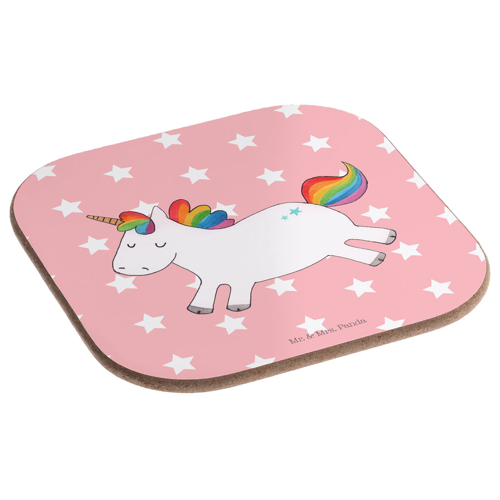 Quadratische Untersetzer Einhorn Happy Bierdeckel, Glasuntersetzer, Untersetzer Gläser, Getränkeuntersetzer, Einhorn, Einhörner, Einhorn Deko, Pegasus, Unicorn, glücklich, fröhlich, Spaß, Freude, Lebensfreude, witzig, spannend, Lächeln, Lachen