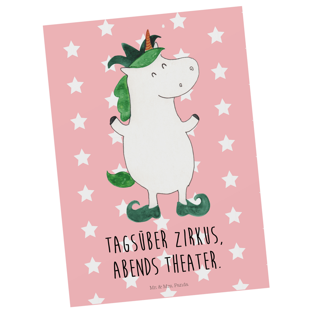 Postkarte Einhorn Joker Geschenkkarte, Grußkarte, Karte, Einladung, Ansichtskarte, Geburtstagskarte, Einladungskarte, Einhorn, Einhörner, Einhorn Deko, Pegasus, Unicorn, Hofnarr, Kasper, Gaukler, Mittelalter