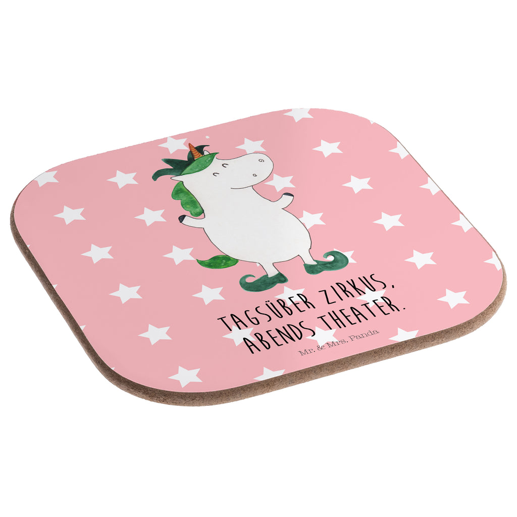 Quadratische Untersetzer Einhorn Joker Bierdeckel, Glasuntersetzer, Untersetzer Gläser, Getränkeuntersetzer, Einhorn, Einhörner, Einhorn Deko, Pegasus, Unicorn, Hofnarr, Kasper, Gaukler, Mittelalter