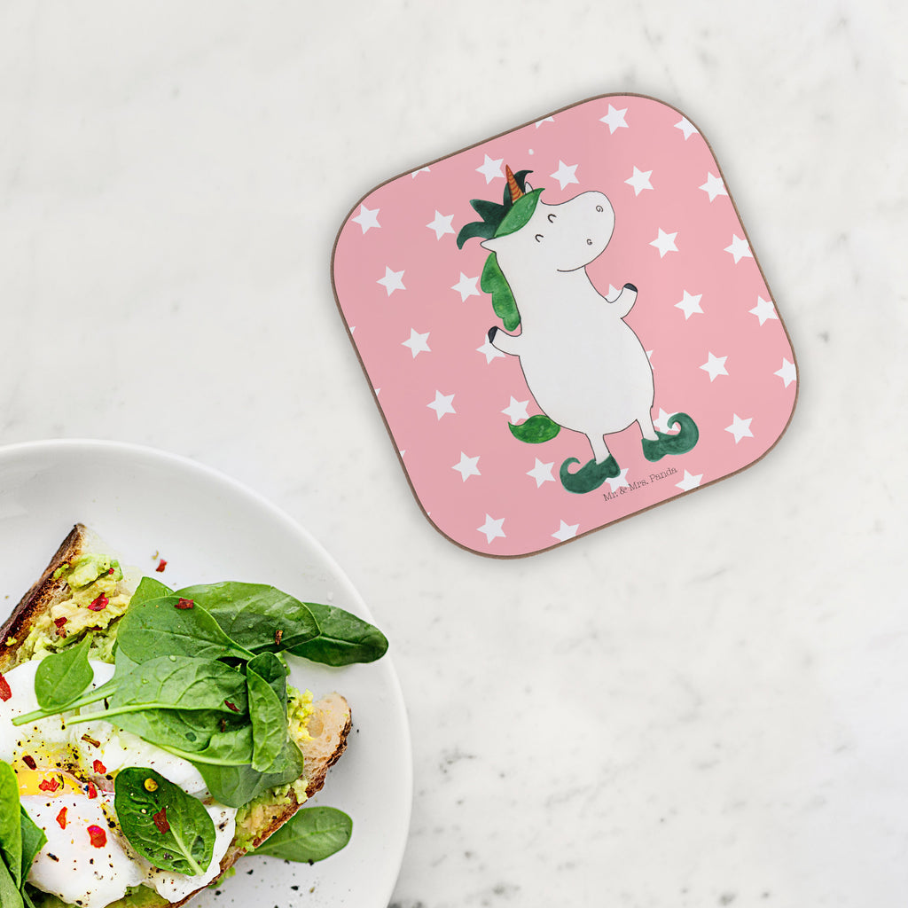 Quadratische Untersetzer Einhorn Joker Bierdeckel, Glasuntersetzer, Untersetzer Gläser, Getränkeuntersetzer, Einhorn, Einhörner, Einhorn Deko, Pegasus, Unicorn, Hofnarr, Kasper, Gaukler, Mittelalter