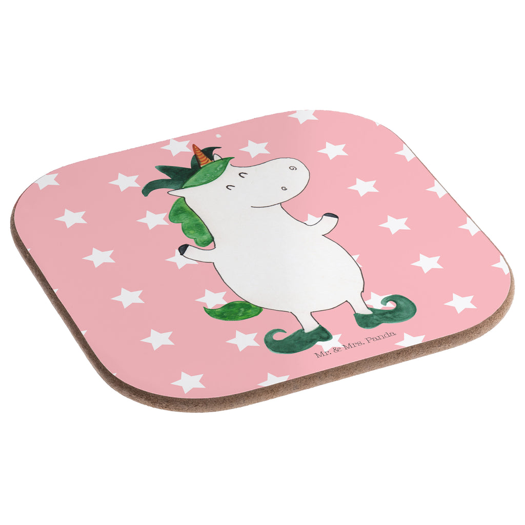 Quadratische Untersetzer Einhorn Joker Bierdeckel, Glasuntersetzer, Untersetzer Gläser, Getränkeuntersetzer, Einhorn, Einhörner, Einhorn Deko, Pegasus, Unicorn, Hofnarr, Kasper, Gaukler, Mittelalter