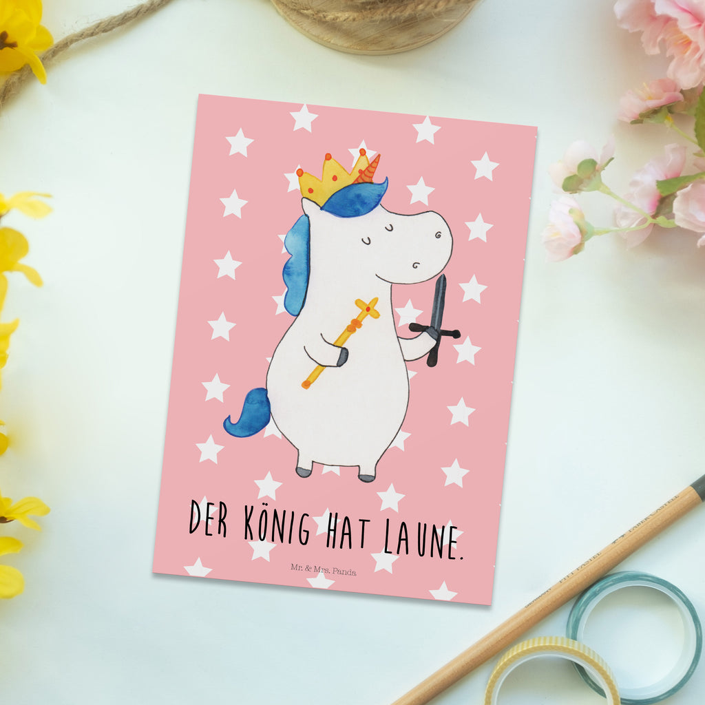 Postkarte Einhorn König mit Schwert Geschenkkarte, Grußkarte, Karte, Einladung, Ansichtskarte, Geburtstagskarte, Einladungskarte, Einhorn, Einhörner, Einhorn Deko, Pegasus, Unicorn, König, Ritter, Mittelalter