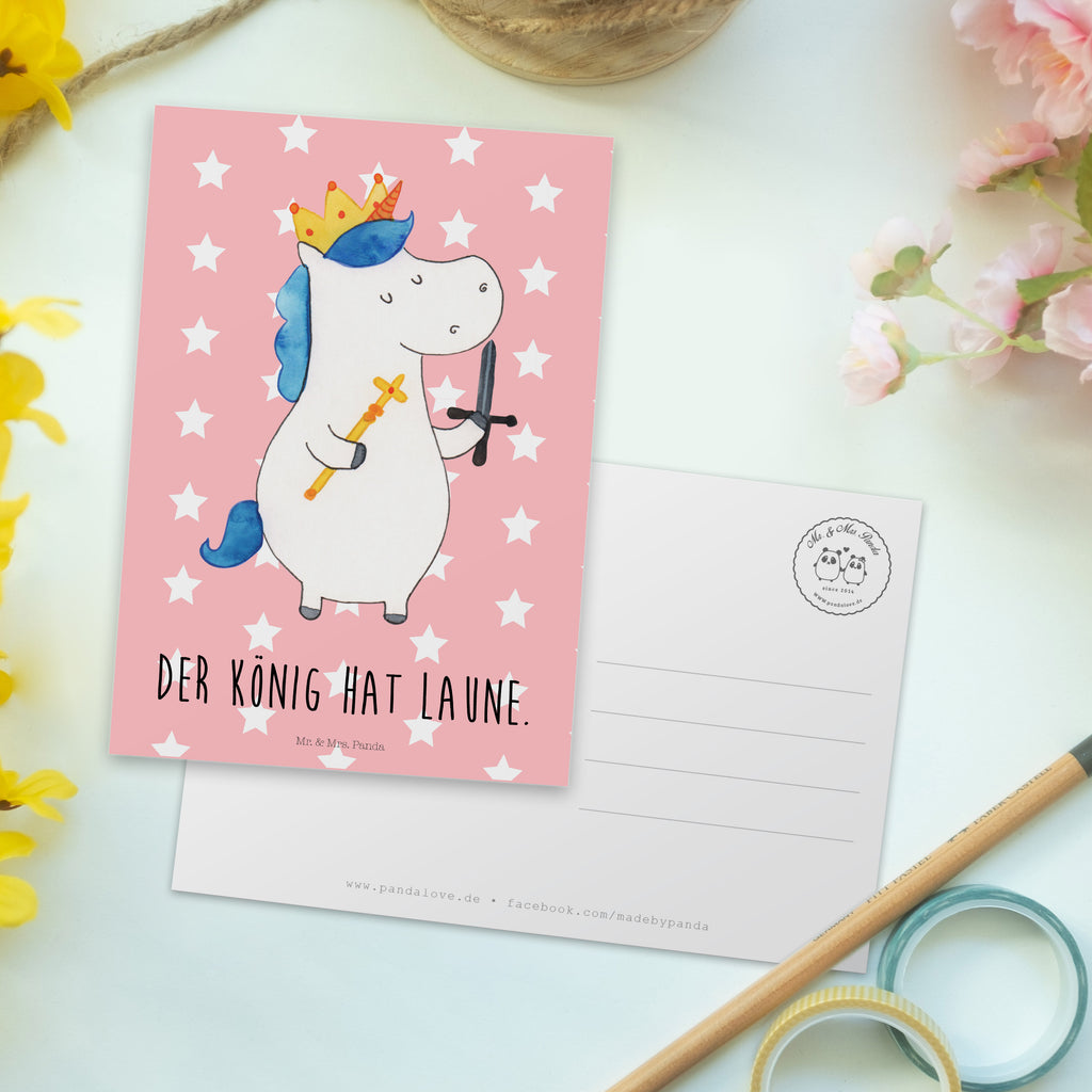 Postkarte Einhorn König mit Schwert Geschenkkarte, Grußkarte, Karte, Einladung, Ansichtskarte, Geburtstagskarte, Einladungskarte, Einhorn, Einhörner, Einhorn Deko, Pegasus, Unicorn, König, Ritter, Mittelalter