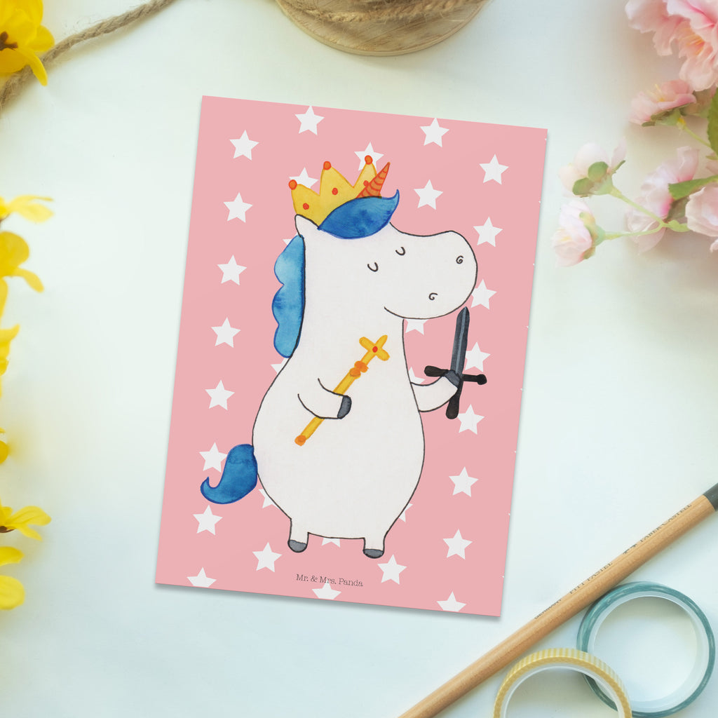 Postkarte Einhorn König mit Schwert Geschenkkarte, Grußkarte, Karte, Einladung, Ansichtskarte, Geburtstagskarte, Einladungskarte, Einhorn, Einhörner, Einhorn Deko, Pegasus, Unicorn, König, Ritter, Mittelalter