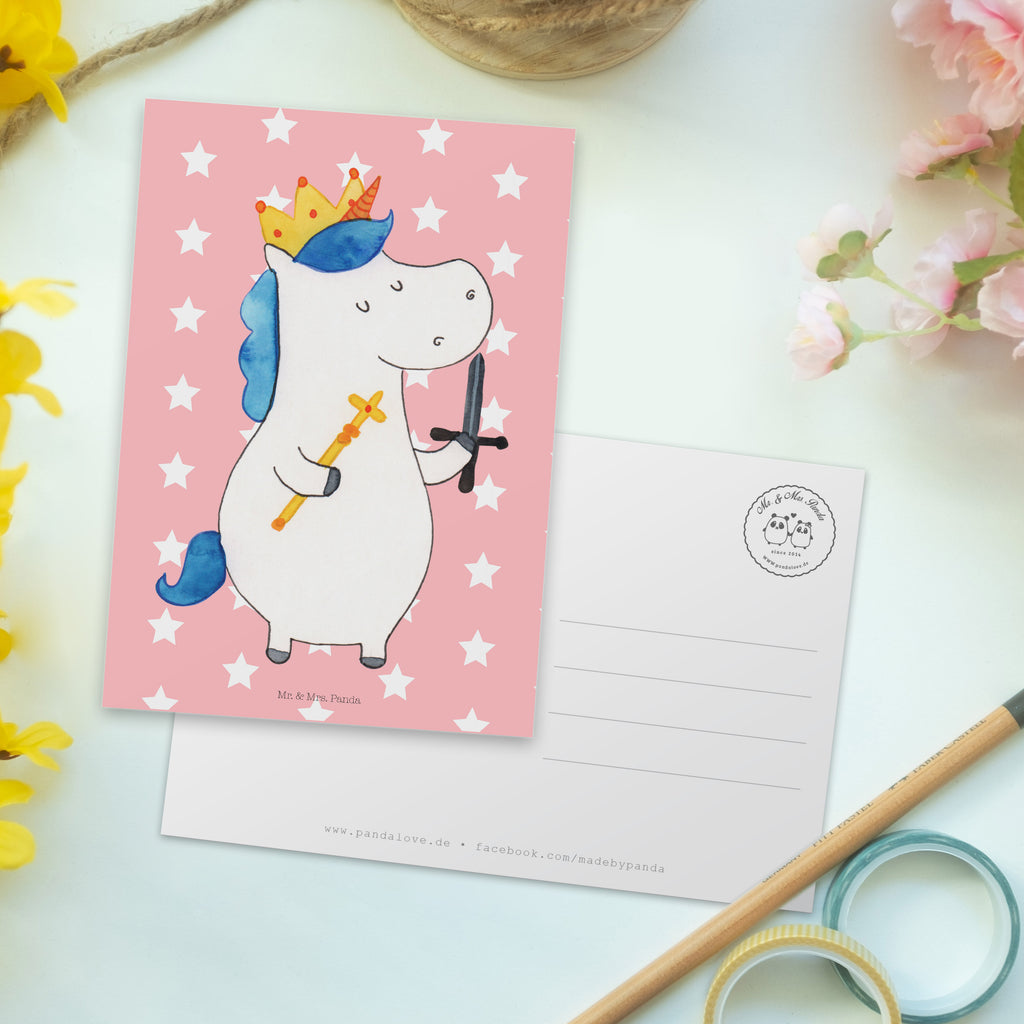 Postkarte Einhorn König mit Schwert Geschenkkarte, Grußkarte, Karte, Einladung, Ansichtskarte, Geburtstagskarte, Einladungskarte, Einhorn, Einhörner, Einhorn Deko, Pegasus, Unicorn, König, Ritter, Mittelalter