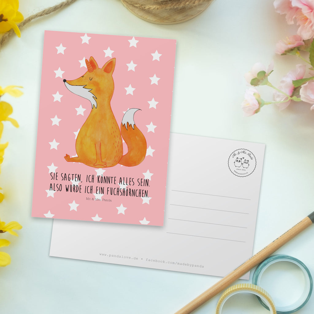 Postkarte Fuchshörnchen Geschenkkarte, Grußkarte, Karte, Einladung, Ansichtskarte, Geburtstagskarte, Einladungskarte, Einhorn, Einhörner, Einhorn Deko, Pegasus, Unicorn, Fuchs, Unicorns, Fuchshörnchen, Fuchshorn, Foxycorn, Füchse