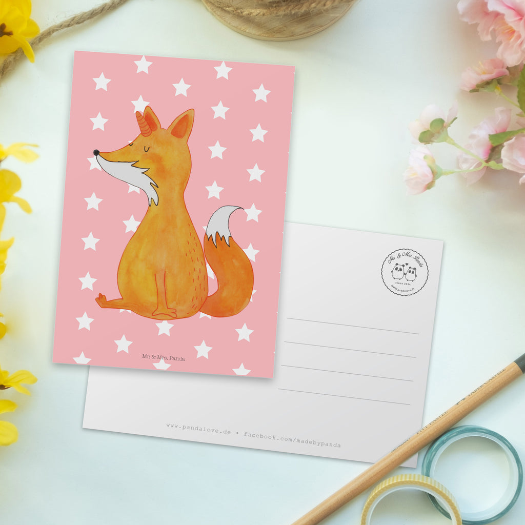 Postkarte Fuchshörnchen Geschenkkarte, Grußkarte, Karte, Einladung, Ansichtskarte, Geburtstagskarte, Einladungskarte, Einhorn, Einhörner, Einhorn Deko, Pegasus, Unicorn, Fuchs, Unicorns, Fuchshörnchen, Fuchshorn, Foxycorn, Füchse