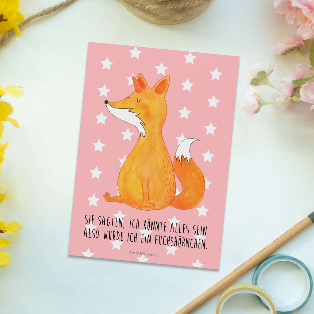Postkarte Fuchshörnchen Wunsch Geschenkkarte, Grußkarte, Karte, Einladung, Ansichtskarte, Geburtstagskarte, Einladungskarte, Einhorn, Einhörner, Einhorn Deko, Pegasus, Unicorn, Fuchs, Unicorns, Fuchshörnchen, Fuchshorn, Foxycorn, Füchse
