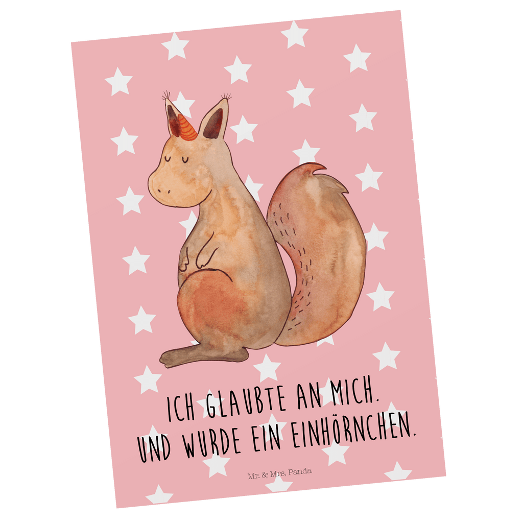Postkarte Einhörnchen Glaube Geschenkkarte, Grußkarte, Karte, Einladung, Ansichtskarte, Geburtstagskarte, Einladungskarte, Einhorn, Einhörner, Einhorn Deko, Pegasus, Unicorn, Einhörnchen, Eichhörnchen, Eichhorn