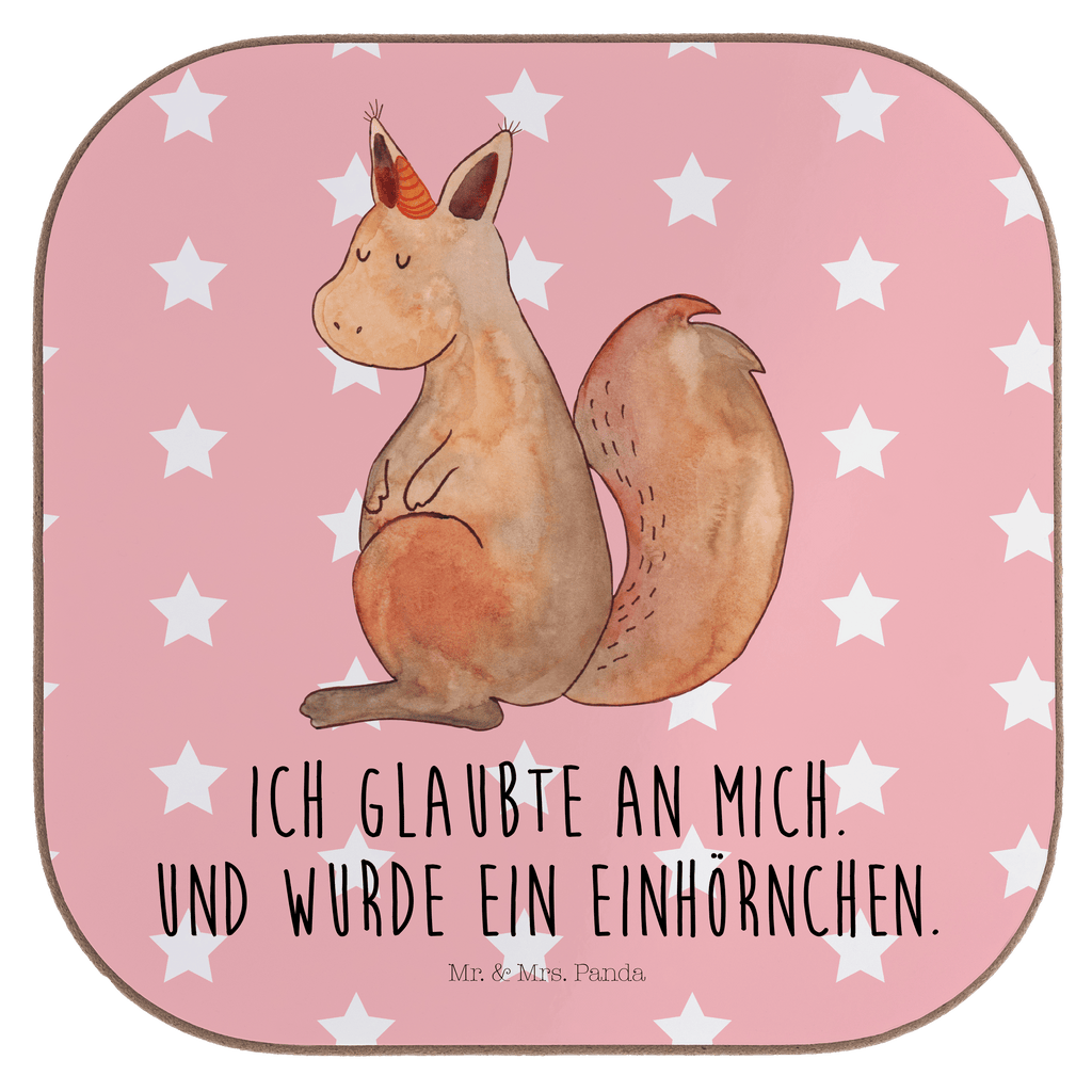 Quadratische Untersetzer Einhörnchen Glaube Bierdeckel, Glasuntersetzer, Untersetzer Gläser, Getränkeuntersetzer, Einhorn, Einhörner, Einhorn Deko, Pegasus, Unicorn, Einhörnchen, Eichhörnchen, Eichhorn